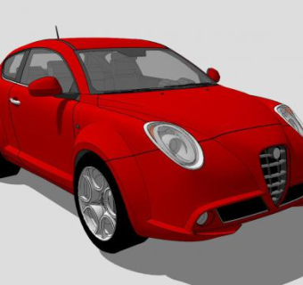 红色阿尔法罗密欧MiTo汽车SU模型下载_sketchup草图大师SKP模型