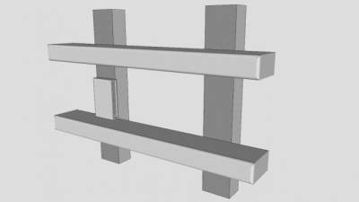 实木白色架子书柜SU模型下载_sketchup草图大师SKP模型