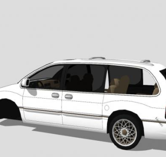 白色克莱斯勒汽车模型SU模型下载_sketchup草图大师SKP模型