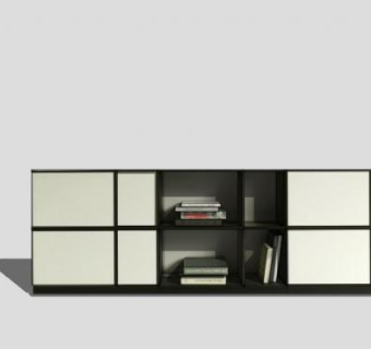 独立式书双滑门书架SU模型下载_sketchup草图大师SKP模型