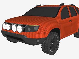 红色达契亚SUV汽车SU模型下载_sketchup草图大师SKP模型