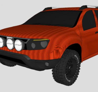 红色达契亚SUV汽车SU模型下载_sketchup草图大师SKP模型