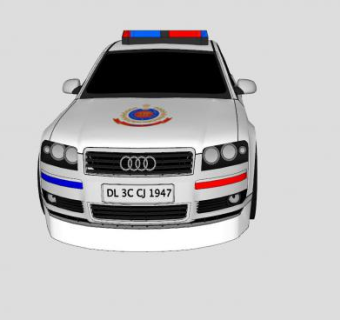 印度德里奥迪A8警车SU模型下载_sketchup草图大师SKP模型