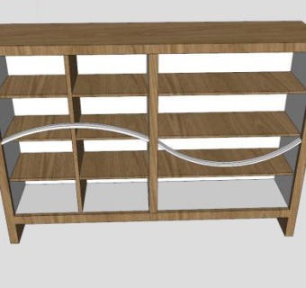 现代板式书架SU模型下载_sketchup草图大师SKP模型