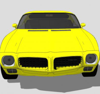 黄色水星美洲豹汽车SU模型下载_sketchup草图大师SKP模型