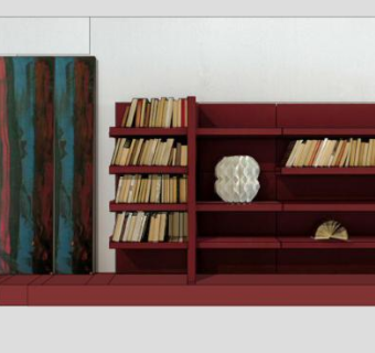 现代板式书柜SU模型下载_sketchup草图大师SKP模型