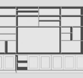 现代白色隔板书柜书架SU模型下载_sketchup草图大师SKP模型