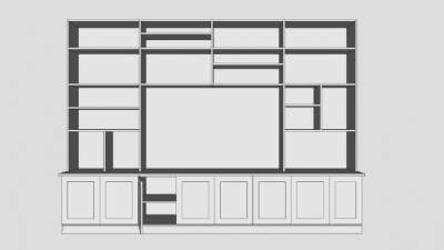 现代白色隔板书柜书架SU模型下载_sketchup草图大师SKP模型