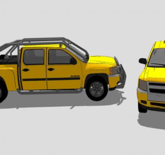 黄色雪佛兰GMT900汽车SU模型下载_sketchup草图大师SKP模型