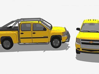 黄色雪佛兰GMT900汽车SU模型下载_sketchup草图大师SKP模型