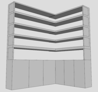 摩沙拉比白色转角书柜SU模型下载_sketchup草图大师SKP模型