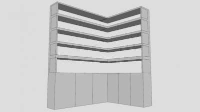 摩沙拉比白色转角书柜SU模型下载_sketchup草图大师SKP模型