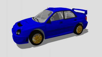 蓝色斯巴鲁赛车SU模型下载_sketchup草图大师SKP模型