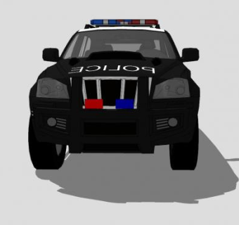 SUV型警车SU模型下载_sketchup草图大师SKP模型