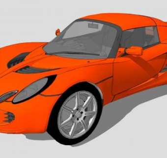 橙色莲花S2跑车SU模型下载_sketchup草图大师SKP模型