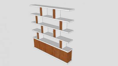 简单时尚书柜SU模型下载_sketchup草图大师SKP模型