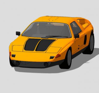 橙色奔驰C111跑车SU模型下载_sketchup草图大师SKP模型
