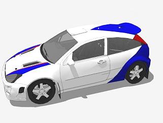 蓝白色<em>福特</em>福克斯WRC汽车SU模型下载_sketchup草图大师...