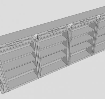 简欧白色隔板式书架SU模型下载_sketchup草图大师SKP模型