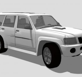 白色尼桑Y61汽车SU模型下载_sketchup草图大师SKP模型