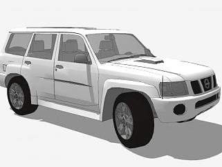 白色尼桑Y61汽车SU模型下载_sketchup草图大师SKP模型