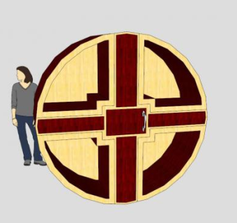 圆形实木书柜SU模型下载_sketchup草图大师SKP模型