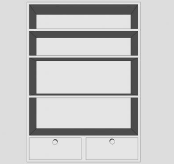 独立式白色书柜SU模型下载_sketchup草图大师SKP模型