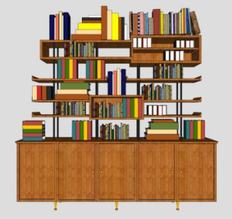 独立书架书柜SU模型下载_sketchup草图大师SKP模型