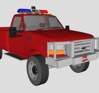 老福特消防车SU模型下载_sketchup草图大师SKP模型