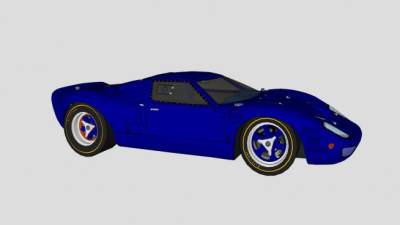 蓝色福特GT40跑车SU模型下载_sketchup草图大师SKP模型