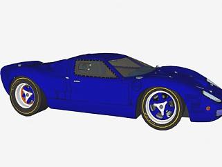 蓝色福特GT40跑车SU模型下载_sketchup草图大师SKP模型