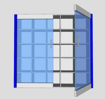 现代白色玻璃隔板书柜SU模型下载_sketchup草图大师SKP模型