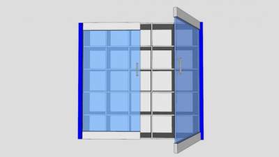 现代白色玻璃隔板书柜SU模型下载_sketchup草图大师SKP模型