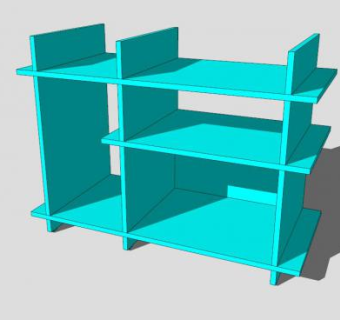 板式蓝色书柜书架SU模型下载_sketchup草图大师SKP模型
