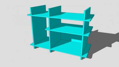板式蓝色书柜书架SU模型下载_sketchup草图大师SKP模型