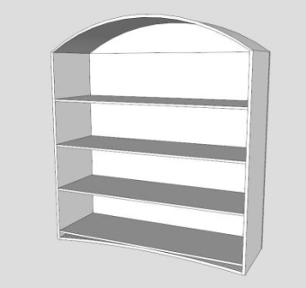 实木白色书柜SU模型下载_sketchup草图大师SKP模型