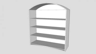 实木白色书柜SU模型下载_sketchup草图大师SKP模型