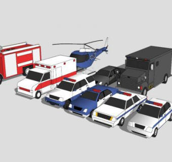 紧急车辆系列SU模型下载_sketchup草图大师SKP模型