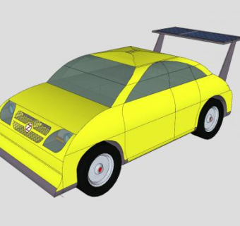 黄色太阳能汽车SU模型下载_sketchup草图大师SKP模型