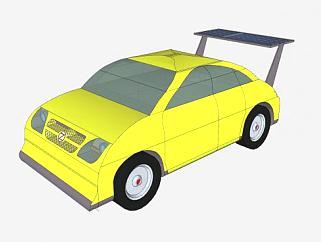 黄色太阳能汽车SU模型下载_sketchup草图大师SKP模型