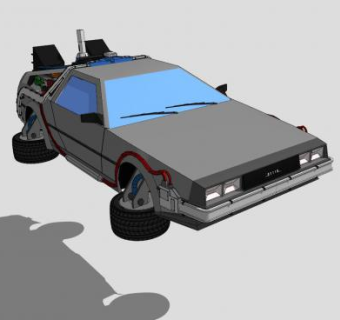 科幻德罗宁时间机器汽车SU模型下载_sketchup草图大师SKP模型