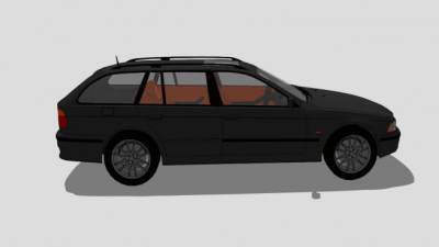 黑色宝马E39汽车SU模型下载_sketchup草图大师SKP模型