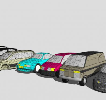 彩色汽车模板收集SU模型下载_sketchup草图大师SKP模型