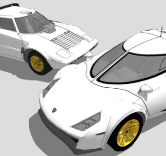 蓝旗亚HF和概念跑车SU模型下载_sketchup草图大师SKP模型