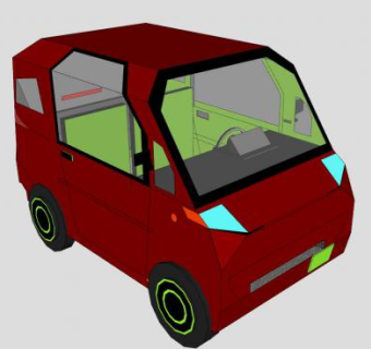 红色小型城市车辆SU模型下载_sketchup草图大师SKP模型