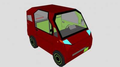 红色小型城市车辆SU模型下载_sketchup草图大师SKP模型