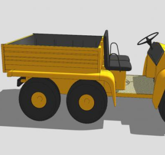 小型黄色铁皮卡车SU模型下载_sketchup草图大师SKP模型