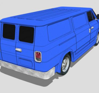 蓝色面包车车辆SU模型下载_sketchup草图大师SKP模型