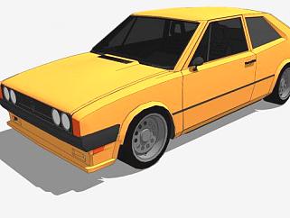 黄色大众尚酷1980汽车SU模型下载_sketchup草图大师SKP模型