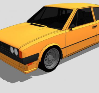 黄色大众尚酷1980汽车SU模型下载_sketchup草图大师SKP模型